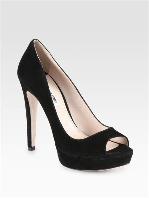 miu miu suede platform pumps|Black Suede Platform Pumps .